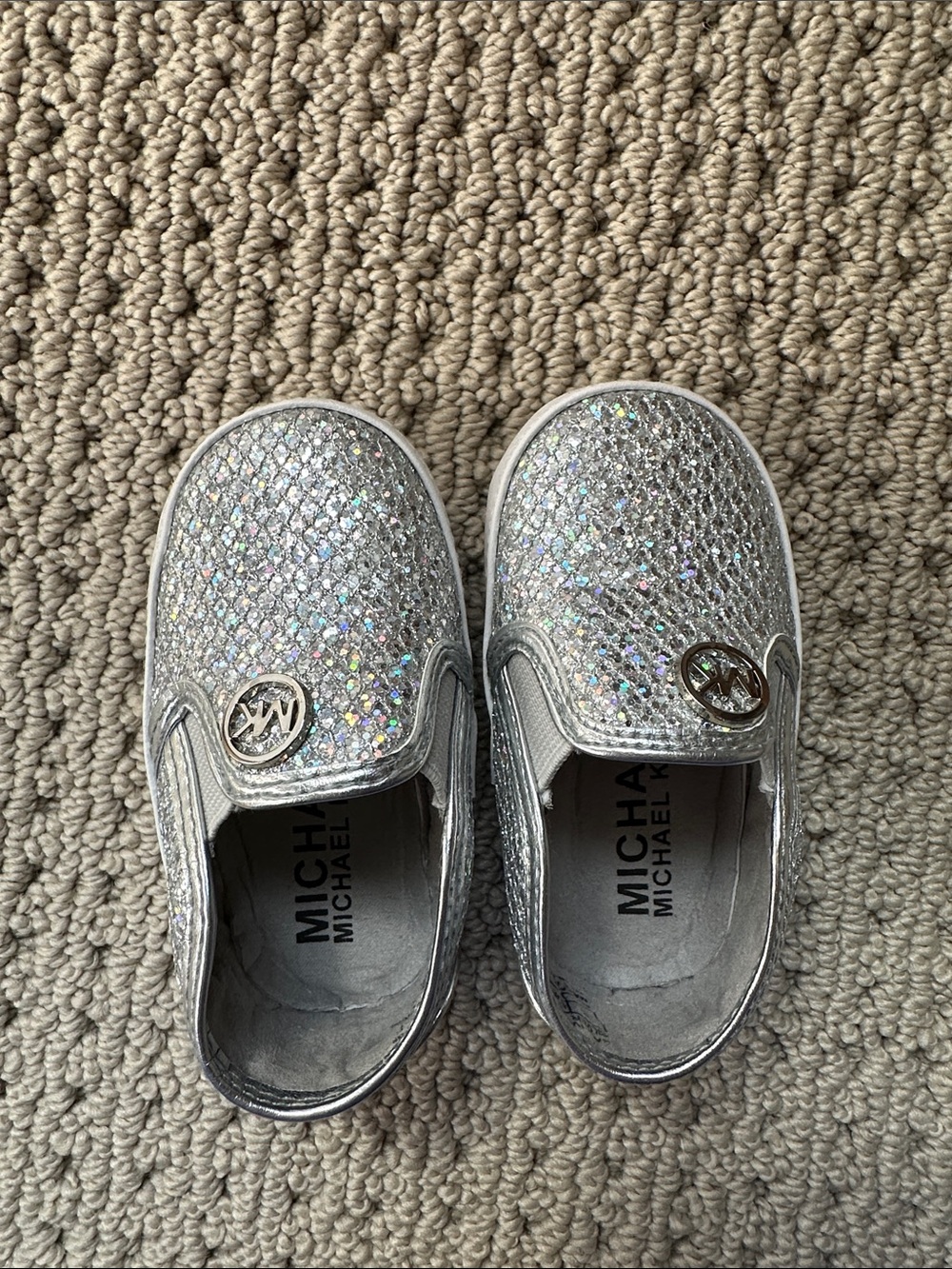 Michael Kors Girls' Silver Holographic Slip-On Sneakers